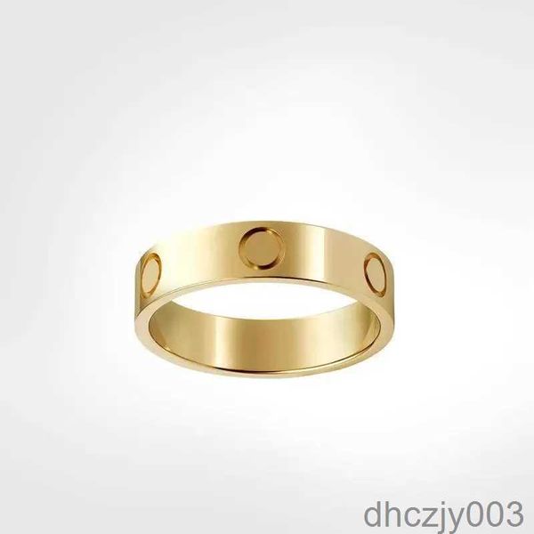 Anillo de amor clásico Anillo de diseñador para mujer 4 mm 5 mm 6 mm Chapado en oro de 18 k con diamantes Amantes de la joyería de diseñador Regalo de aniversario de boda con caja E65T 2CV6 4XDI