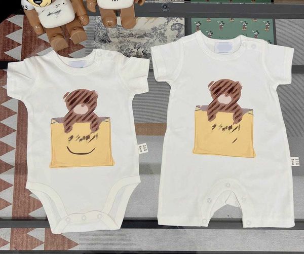 Monos clásicos para recién nacidos, bolso con patrón de oso, mono infantil, talla 59-90, ropa para niños pequeños, traje de gateo para bebé de diseñador, 24 de febrero de 2020