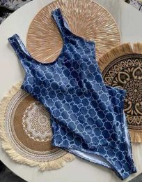 Classics Carta impresa Diseñadora de trajes de baño para mujeres Swimsuits Fashion Monokini Coffee Blue Bikini Bikini Set Women Beachwear Trajes de baño JJ83553