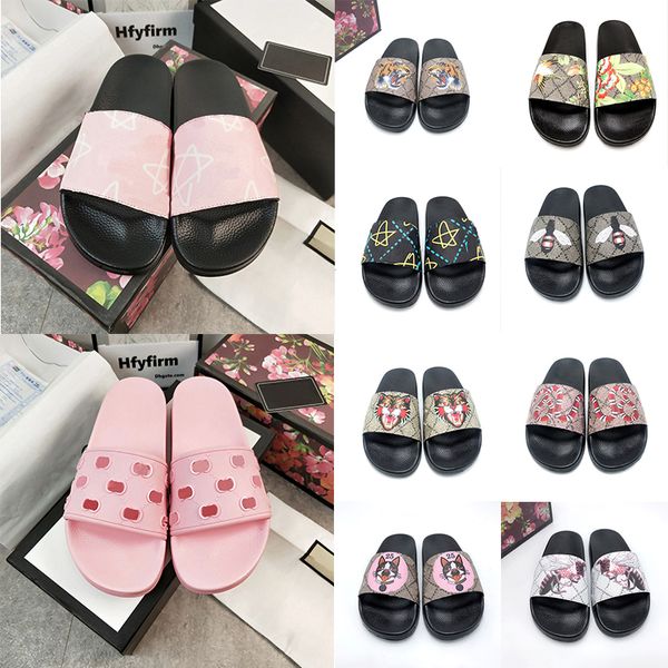 Classics Sandals Slippers Womens Mens Rubber Fashion Fashion Floral Animal Imprimés Sandal Blooms Floral Slipper Outdoor Summer plage chaussures plates Slide Designer Taille 36-45