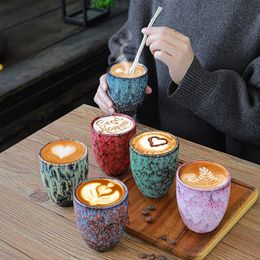 Klassiekers Saudi Keramische Koffiekopjes Japanse Gift DIY Product Onderglazuur Kleur Kung Fu Theekopje Watermok 250ml 240104