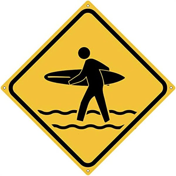 Panneau en métal classique Surfer Crossing, panneau de route, plage, maison, Bar, décor, Plaque murale artistique, affiche, nouveauté, cadeau amusant, 240223