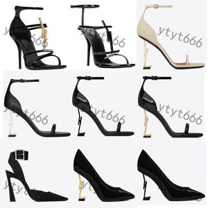 2024 Sandalias de diseñador Tacones altos Luxurvs zapatos de diseño tacones de vestimenta de parís Classics Women 8cm 10 cm Boteros de boda de oro dorado negro con la caja 35-41