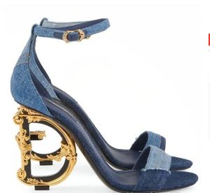 Clásicos zapatos de mujer tacones sandalias moda playa vestido de fondo grueso zapato alfabeto dama sandalia cuero tacón alto lideswith caja