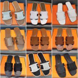 Oran – sandales de luxe en cuir pour femmes, chaussures plates d'été, pantoufles de plage à la mode, pantoufles avec lettres 35-42