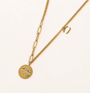 CLASSIO FEMMES DRIGNER Brand Double Letter Colliers Chaîne Pendre Choker 18K Gold plaqué inoxydable Collier Collier Construction Jewerlry Accessoires