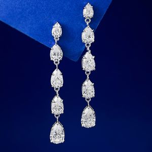 Classis Lady Moissanite pendiente colgante de diamante joyería de plata de ley 925 100% auténtica pendientes colgantes para boda para mujer