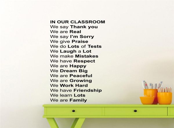 Règles de classe Éducation Affiche Gift Vinyle Sticker School Decor Home Decor décor mural Living Modern Design Wall Sticker1789353