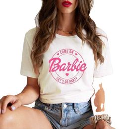 T-shirt à manches courtes et col rond pour femme, 100% coton, élégant, thème Barbie, facile à porter, pull pour femme