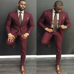 Classy Burgundy Wedding Mens Cost Slim Fit Bridegroom Tuxedos For Men Two Pieces Grooms Brooms Cost Formal Business Vestes avec cravate 318d