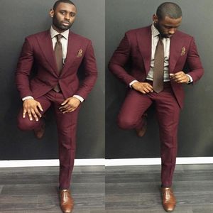 Classy Burgundy Wedding Mens Suits Slim Fit Smowing Smoking For Men Two Pieces Autorouts