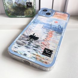 Claude Monet Art Water Lilies Esthetic Phone Case voor iPhone 15 14 13 12 11 Pro Max Mini XS X XR SE 7 8 Plus Clear Soft Cover