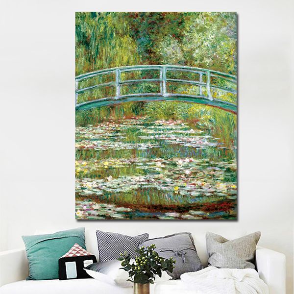 Pintura de Claude Monet, lirios de agua, lienzo, arte de pared, pintura impresa, decoración del hogar, pintura al óleo sobre lienzo, reproducción