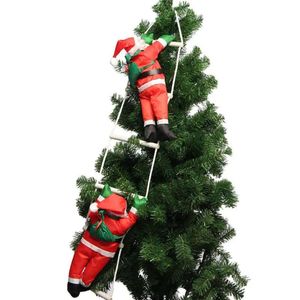 Claus -touw op Santa Climbing Ladder Kerstmis voor Xmas Tree Indoor Outdoor Hanging Ornament Decor Party Party Deur Wall Decoration Ati