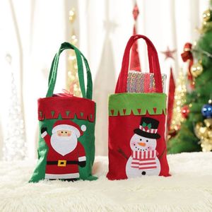 Claus Santa Gift Snowman Elk Bag Candy Tassen Kerstavond Apple Drawtring Pouch Xmas Bomen Hangende decoratie Pouches Th0451 S Es