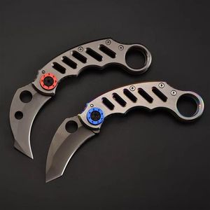 Garra Karambit Cuchillo plegable 440C Cuchilla para acampar al aire libre y senderismo Herramientas edc Autodefensa Equipo de supervivencia Cuchillos plegables de bolsillo Navidad 252f