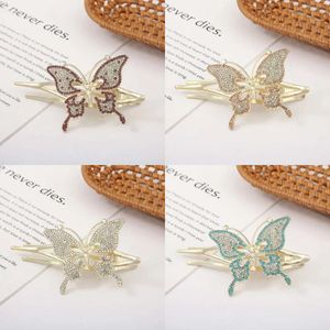 Claw Women Rhinestone Butterfly Duckbill Barrettes Hair Accessoires Haarspeld Retro Back Head Perse Tail Clip Headwar Pin Wear