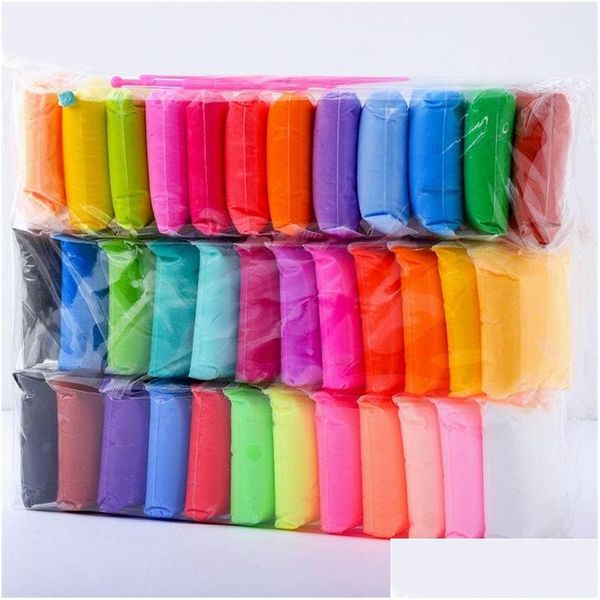 Modelado de masa de arcilla 36 colores / set Soft Air Dry Clay Polymer Plasticine DIY Fluffy Slimed Toys Hecho a mano Niños Educativos tempranos Chr Dhvki