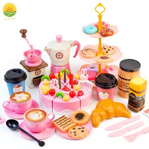 Clay Dough Modeling Children Food Toy Girls Simulation Afternoon Tea Cake Cutting Set Kids Coffee DIY Pretend Game Play House Kitchen 3 Years Gifts 230705
