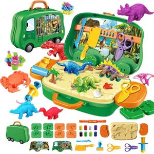 Juego de dinosaurios para modelar masa de arcilla, modelado de plastilina, juguete educativo de secado al aire, creativo, DIY, goma de mascar suave, molde hecho para regalos de niños 231129