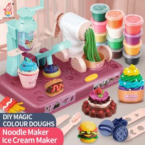 Clay Dough Modeling DIY Color Kid Pretend Play Juego de juguetes de cocina Utensilios de cocina Educación Cocina Comida Helado Fideos Colorido Para niña regalo 230705