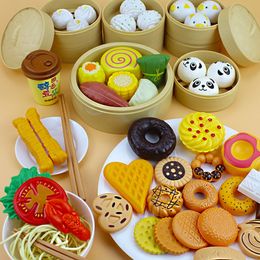 Clay Dough Modeling Kitchen Pretend Play Food Set Steamer Bun Cocina de inducción para niños Chinese Asia Restaurant Playset DimSum Cake Toy Gift 230714