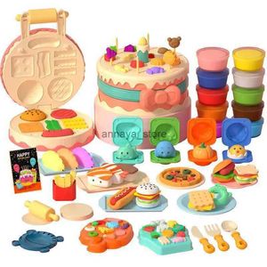 Pâte à modeler en argile PUXIDA cuisine créative gâteau d'anniversaire pâte à modeler Machine jouets outil de pâte à modeler semblant ensemble de jouets couleur boue moule argile cadeau pour enfants L231212L23116