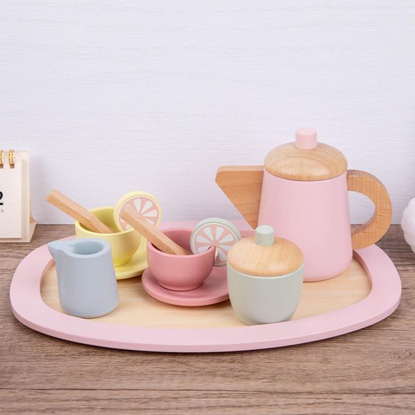 Argile pâte à modeler en bois Tea Party Cake Set jouet faire semblant de jouer à l'apprentissage des aliments jeu de rôle jouets éducatifs précoces pour les tout-petits filles garçons cadeaux pour enfants 230720