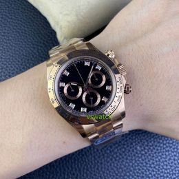 Clean 116515 SA4130 Automatic Chronograph All Rose Gold Watch 904L en acier Black Ceramic Rim Super Edition Watches Email Noir Face Noir