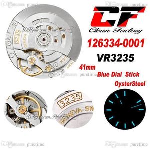 Clean CF 41 126334-0001 VR3235 Reloj automático para hombre Bisel estriado Esfera azul Marcadores de varilla Pulsera de acero Oystersteel 904L Super Edi280Q