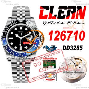Batman 126710 DD3285 automatisch herenhorloge, schone CF-blauwe keramische rand, zwarte wijzerplaat, 904L JubileeSteel-armband, Super Edition, dezelfde seriële garantiekaart, Puretime Reloj
