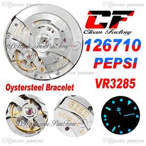 Schone CF GMT VR3285 Automatische heren Watch Pepsi Red Blue Ceramics Bezel 904L Steel OysterSteel Bracelet Super Edition Horloges Puret273S