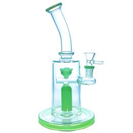 Schone heldere 9 "diverse borosilicaatglas pijp waterpijp bubbler met 1 perc leven zaad 14mm mannelijke connector, 60mm diameter