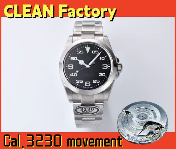 Clean Factory 126900 CAL.3230 movimiento todo en uno 40 mm reloj para hombre relojes mecánicos espejo de zafiro que brilla en la oscuridad resistente al agua