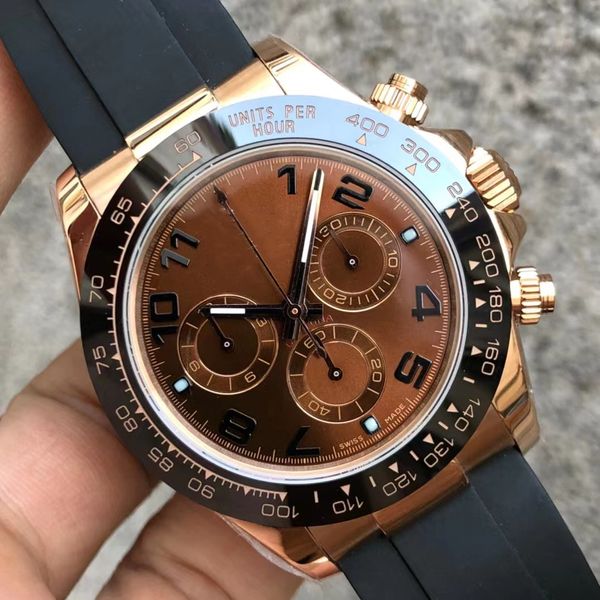 Clean Factory Reloj de 5 estrellas de fábrica Diámetro 40 mm de espesor 12,4 mm Movimiento 7750 Función de sincronización Espejo de cristal de zafiro Esfera de anillo de cerámica Correa de acero fina