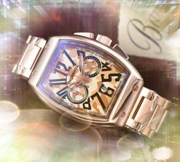 Montres à grand cadran de couleur d'usine propre 43mm Mouvement chronographe à quartz Hommes Lumious Arabe Chronométrage numérique Run Second Sports Sapphire Glass Mirror Montres-bracelets