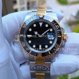 Clean Factory Men of Watch 904L Dois Tons Pulseira de Ouro Relógios Cal.3135 Movimento Automático CF 40MM Preto Azul Cerâmica Bezel Relógios de Pulso Super Luminosa Caixa Original