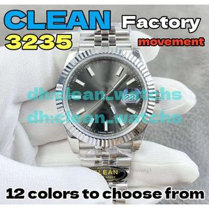 Clean Factory Herenhorloges 41 mm Datejust Cal 3235 Mechanische uurwerken 904L AR Fijne stalen horlogebanden Waterdicht Glow-in-the-dark
