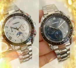 Schone fabriekskwaliteit Heren stopwatch horloges 43 mm roestvrijstalen riemkwarts kalender Alle misdaadcanning Tick Business Zwitserland Watch Gifts