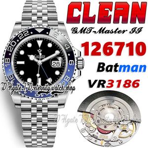 Clean GMT cf126710 VR3186 Batman Automatic Mens Watch CF Black Blue Ceramic Bezel Black Dial 904L JubileeSteel Bracelet Super Edition Same Card Eternity Watches