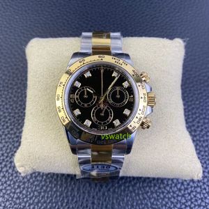 Schoon horloge Cal.4130 SA4130 Automatische chronograaf Golden 904L stalen strip Email Zwart Gezicht Kies Diameter 40 mm 12,2 mm Saffierkristal
