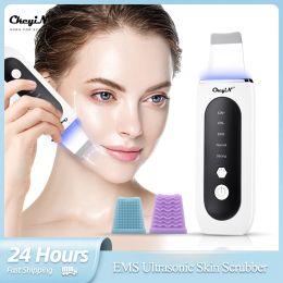 Cleaners Ckeyin EMS Ultrasone Skin Scrubber Ionic Tillen Trapping Reiniger Peeling Exfoliating Blackhead Remover Skin Cleaning Device