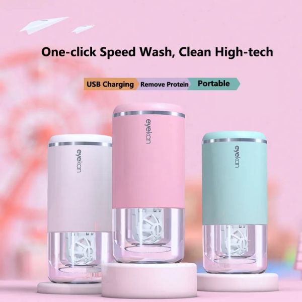 Nettoyeurs Contact Lens Washer mignon Cartoon Contact Lenses Outils de nettoyage Solid Portable Contact Lens Cleaner Ultrasonic Automatic Cleaner