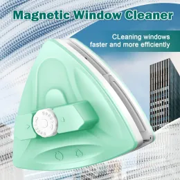 Nettoyeurs Brosse de nettoyage magnétique Double face, essuie-glace magnétique réglable pour le nettoyage des vitres, outils de nettoyage de double vitrage de grande hauteur
