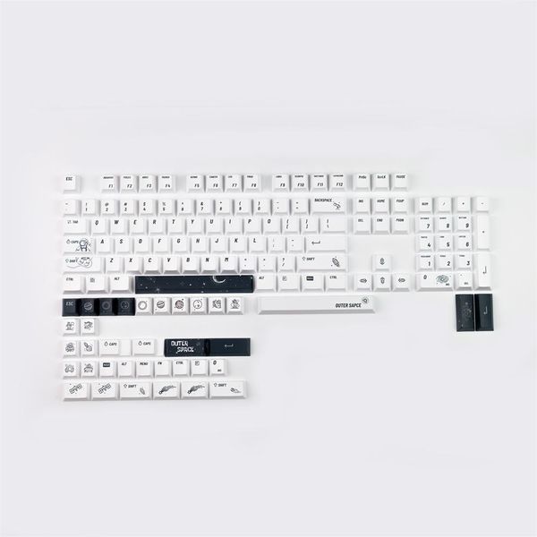 Nettoyeurs minimalistes 127 keys pc man pbt keycaps cyesublication profil cerisier pour les claviers mécaniques commutateurs MX avec 1,75u 2u shift