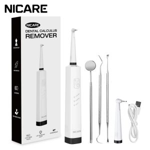 Nettoyeurs Nicare Electric Tartar Remover Ultrasonic Dental Scalmer Calculus Cleaning Scaleur pour les dents Whitening Home Portable Dentner Cleaner