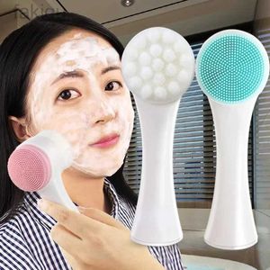 Nettoyage de massage de nettoyage facial 3D Brosse en silicone Brosse de gel Double face nettoyant pour le visage en éliminant le nettoyant des pores exfoliant D240510