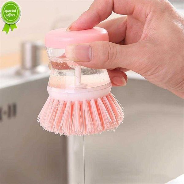 Brosse de nettoyage Pot de lavage de cuisine Brosse à vaisselle avec distributeur de remplissage de savon liquide Brosse à vaisselle Accessoires de nettoyage de cuisine