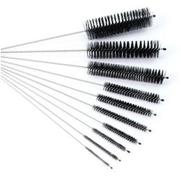 Brosses De Nettoyage 10 Pcs Nylon Tube Brosse Ensemble En Acier Inoxydable Cheveux Doux Pour Verres Boire Sts Fish Tank Pipe Tumber Sippy Cup Drop Dhvz0