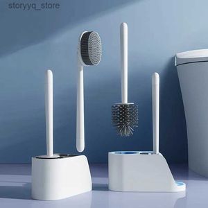 Brosses de nettoyage 1pc porte-brosse de toilette Premium toilettes et baignoire nettoyage en profondeur ensemble de Silicone sans Angle mort brosse de toilette outil de nettoyage de salle de bain L240304